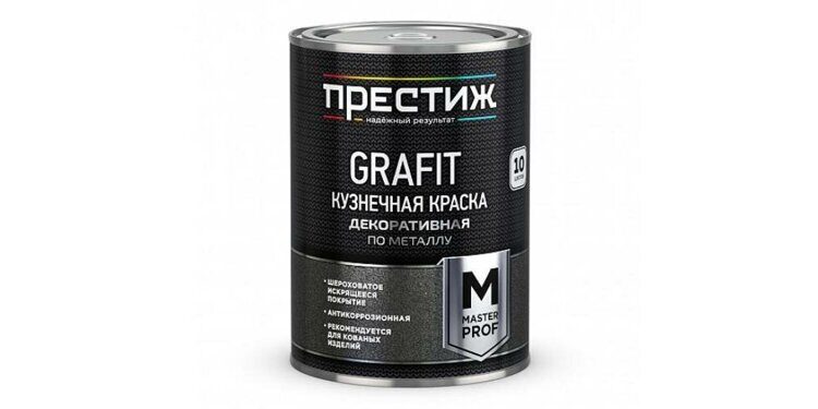 Краска кузнечная "ПРЕСТИЖ" по металлу с эффектом  "GRAFIT" серебристая 0,9кг